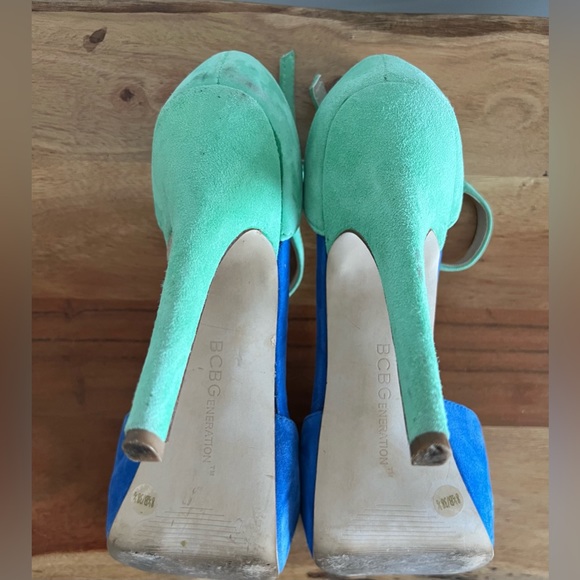 BCBGeneration Lin Color Block Peep Toe Suede Stiletto - Size 8.5 - Picture 6 of 14